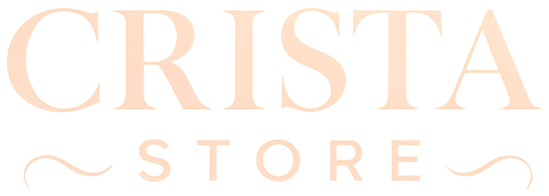 Logo CRISTA STORE, lettres or rosé sur fond noir